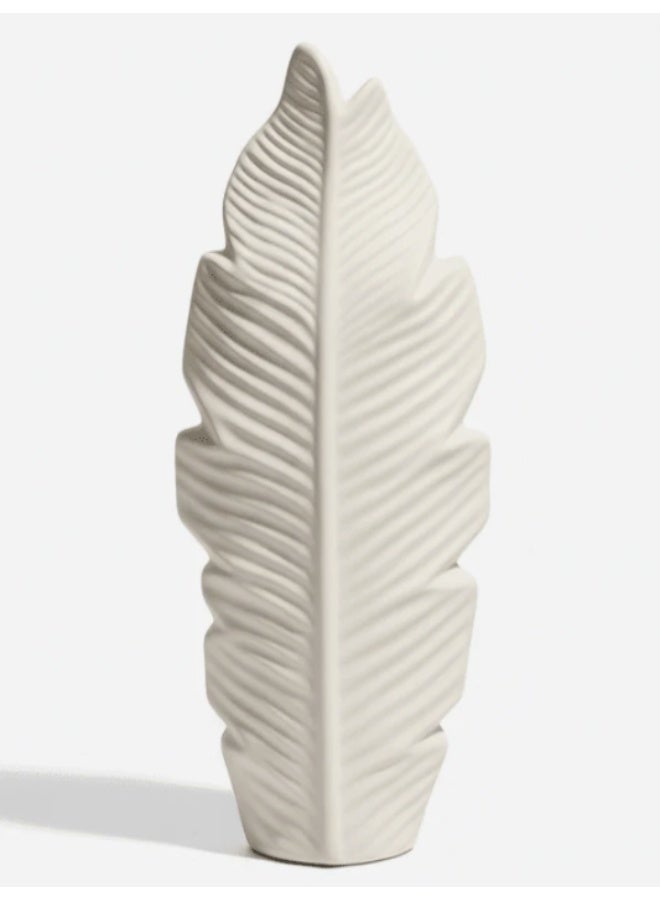 AKDC Luxury Leaf-Style Ceramic Flower Vase – Elegant White Decorative Design for Modern Interiors, 25 × 14 cm - Image 4